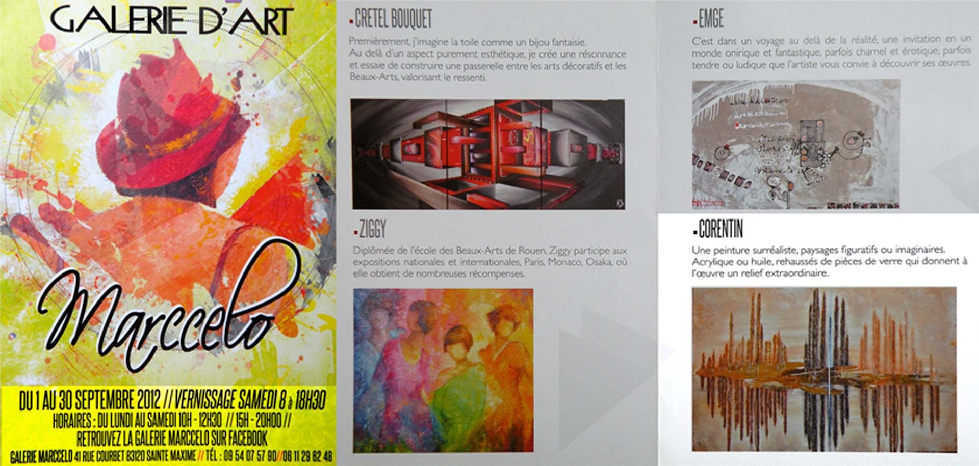 Affiche Tentoonstelling in Galerie d'art Marccelo te St.Maxime (Frankrijk) van 1 t.e.m. 30 september 2012. (2012)